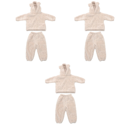 3Sets Fleece Schlafanzüge Für Kinder Beige Pull-Over Warm 2
