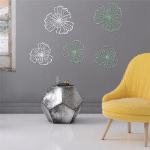 5PCS Metal Wall Art, Bathroom Decor Wall Art Gold Bathroom Decor 3D Wall Decor Gold Wall Art Flower Wall Decor
