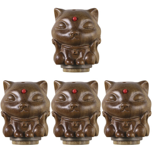4Pièces Pendentif Bois Renard Décoratif Diffuseur Arôme Portable Café 1