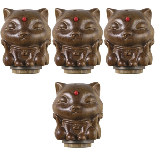 4Pièces Pendentif Bois Renard Décoratif Diffuseur Arôme Portable Café 2