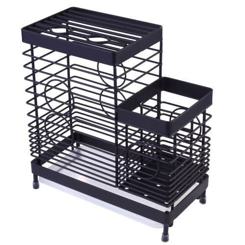 2Pcs Stainless Steel Kitchen Rack Black Cookware Storage Organizer