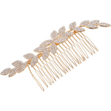 3Pcs Golden Zinc Alloy French Pin Wedding Hair Combs with Rhinestones