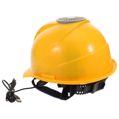 2Pcs Cooling Construction Safety Yellow Hard Hat with USB Fan 1