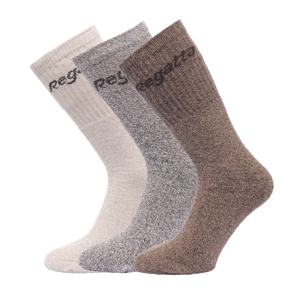 Regatta (One Size, Marl) Great Outdoors Mens Cotton Rich Casual Socks (Pack Of 3) Brown