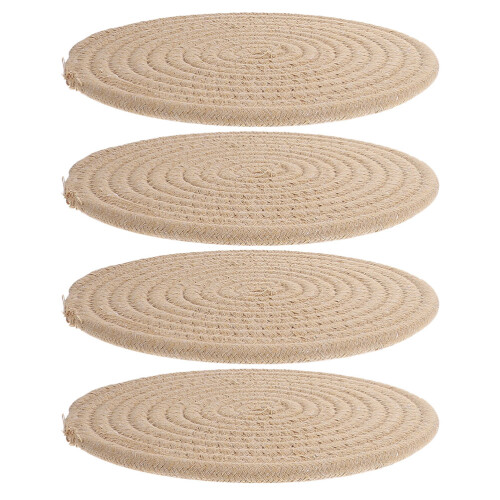 12Pièces Ensembles De Ensembles De Table Ronds En Coton Kaki