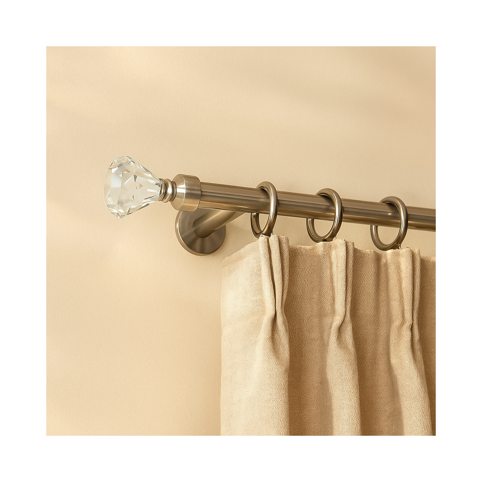 Imperial Rooms (160-300Cm (5.2-9.8Ft), Antique Brass) Extendable Crystal Curtain Pole Set With Sparkling Finials - Complete Kit With Brackets, Rings & Fittings