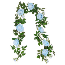 3 Szt. Sztuczne Rose Vine Garland Razem 32,5 Ft Kwiat Jedwabiu WisząCe Kosze RośLiny do WewnąTrz Domu na ZewnąTrz (Niebieski)
