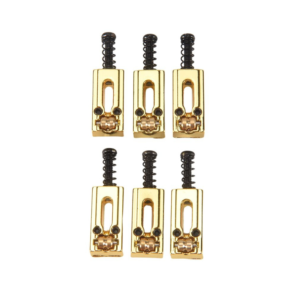 6 Pcs Metal Guitar Bridge Saddle Roller String Tremolo Bridge Saddles For Electric Guitar Replacement Parts,Gold 4712519534100