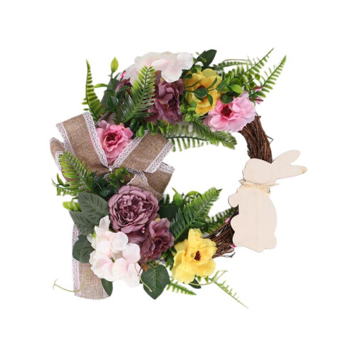 Easter Rabbit Front Door Wreath for Front Door,Easter Bunny Butt Shape Garland Wall Decor Spring Wreath Decoration