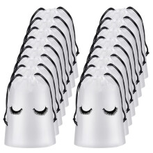 50 Stuks Wimper Nazorg Zakjes Plastic Make- Tassen Toilettas Make- Tasje Cosmetische Reis met Trekkoord Wit,S