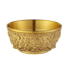 Brass Ornament Copper Metal Container Coin Treasure Storage Ingot Bowl Wealth Accumulation Money Jar