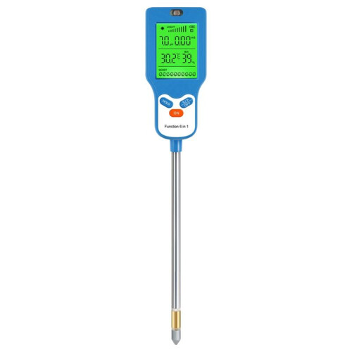 6-in-1 Soil Tester Multi-Function Digital Soil PH Meter Large Screen Digital Display Test Value PH Meter