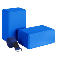 Yogablock och Yogaremsset EVA Foam Soft, Halkfria Yogablock Universal Pilates Stretching And Toning Workouts Blå
