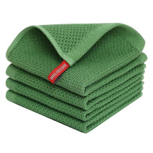 Cotton Waffle-Weave Kitchen Dish Cloths, Ultra Soft Absorbent Quick Drying Dish Towels Green