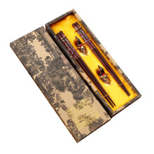2 Pairs Chopstick Reusable Chinese Chopsticks with Holder, Chinese Traditional Stylish Gift,B