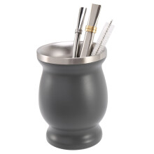 Double-Wall Stainless Yerba Mate Gourd Tea Cup Set Coffee Water Cup with 2 Bombillas Straws Spoon&Clean Brush 8Oz Gray