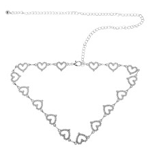 2Pièces Ceinture Métallique À Cœur Argentée Pour