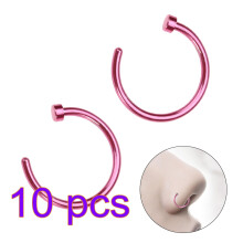 2Stk Nasenring Pink C-Form Offener Nasenpiercing Schmuck