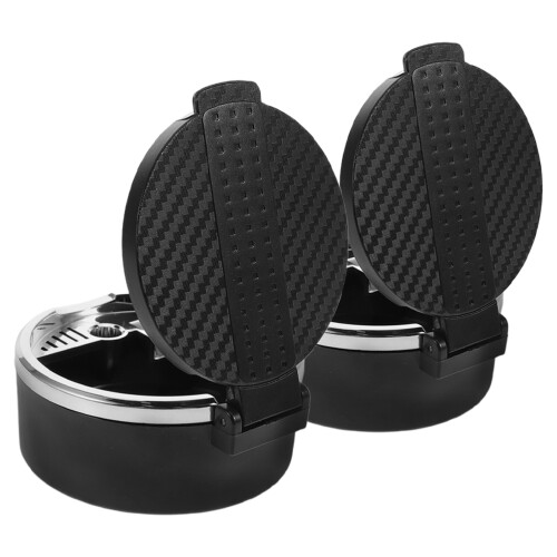 8Pcs Black Car Ashtray with Lid ABS Compact Smokeless Auto Trash Can
