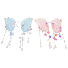 4Paare Kinder Ohrclips Schmetterling Mit Quasten Und Bunt
