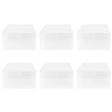 White Shoe Storage Bin Stackable Foldable Clear Organizer Box