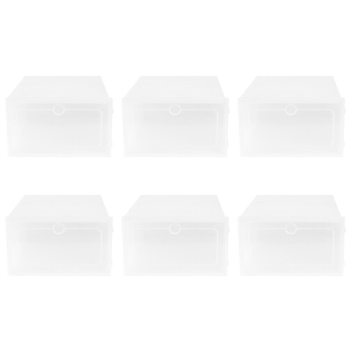 White Shoe Storage Bin Stackable Foldable Clear Organizer Box
