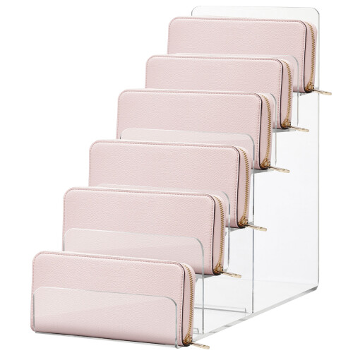 4Pcs Acrylic Purse Stand Wallet Display Holder Clear Organizer