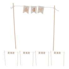 1Ensemble Accessoires Bois Gâteau 4 Ans Beige Pour Célébration Enfant