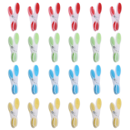 2 sets van 24 plastic wasknijpers met antislip (gemengde kleuren)