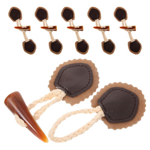 24Pcs Durable PU Toggle Buttons for Sweaters Jackets