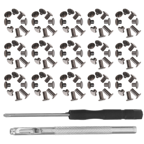 440Pcs Dark Grey Metal Rivets for Crafting and Bookbinding