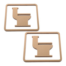 2Pcs Golden Acrylic Wc Signs for Commercial Bathroom Door and Hallway