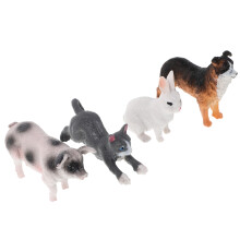 20Pcs Realistic Mini Plastic Dog Cat Pig Bunny Figures for Party Decor
