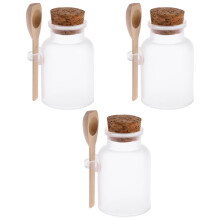 3St Wit ABS Plastic Opbergflessen Met Houtenlepel En Kurk