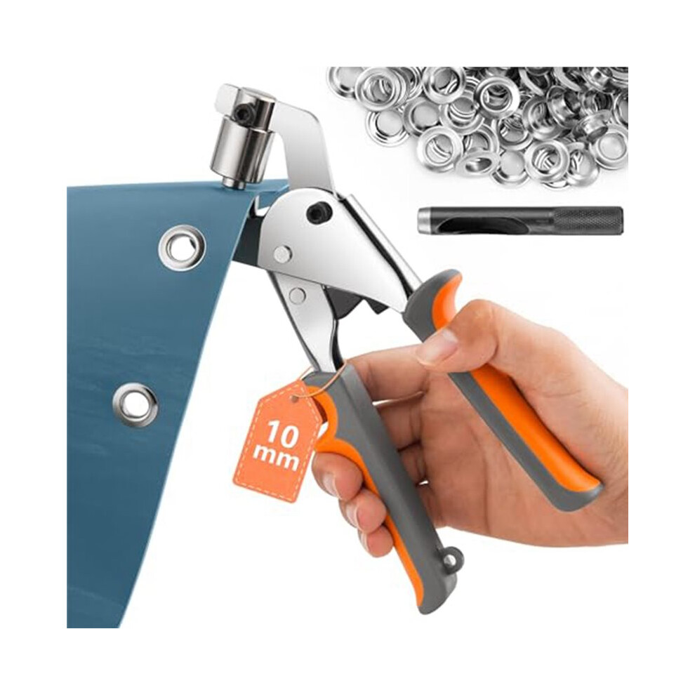 Tauoh Grommet Pliers Kit 10Mm - Handheld Eyelet Punch Plier Set For Leather, Canvas, Diy Clothing & Tarp Rings