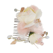 2Pcs Bridal Flower Hair Combs Pink Pearl Wedding Hair Accessories