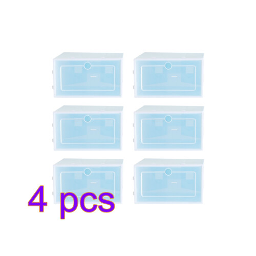 Blue Stackable Shoe Storage Bins for Entryway and Under Bed