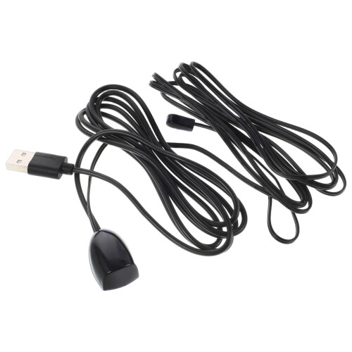 2Pcs Black Plastic Ir Remote Signal Extender Cable USB with LED for TV