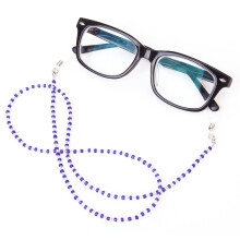 2Pcs Eyeglass Beaded Neck Holder Blue Clear with Flexible Steel Cable