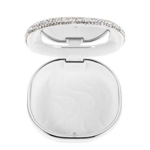 4Pcs Silver Slim Retainer Storage Box with Mirror Durable Plastic Case