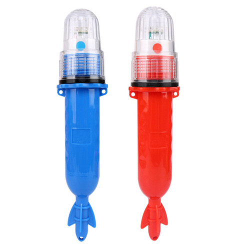 2Pcs Plastic LED Fishing Lure Light Red Fish Attracting Lamp