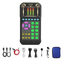 Professional Voice Changer Sound Card Set with Headphones and Converters for Live Streaming Studio Recording