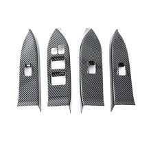 Car Carbon Fiber Window Glass Lift Button Trim Cover Door Armrest Panel Sticker for Pajero 2007-2019