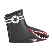 1 PièCe SéRie Cuir PU Noir avec Aimant de Broderie de Requin Lame de Couverture de TêTe de Putter Club de Couvre-TêTe de Putter