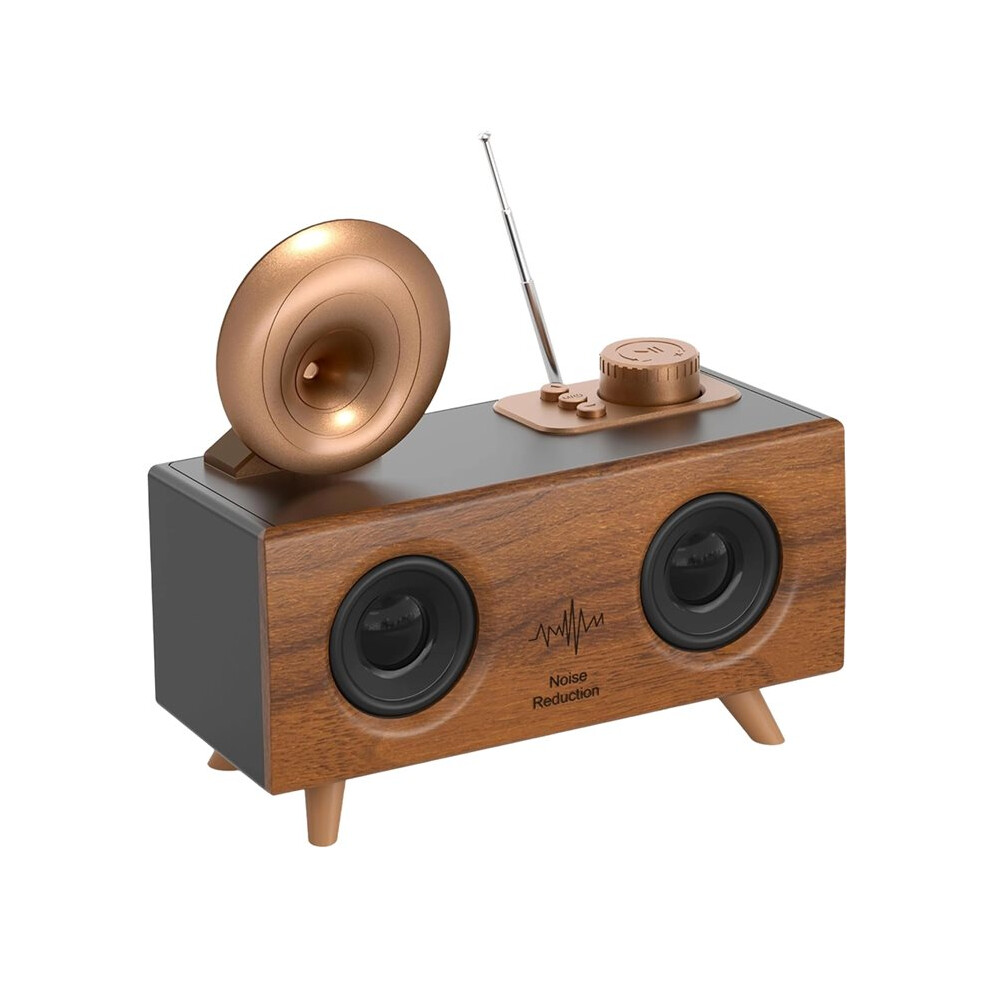 Portable Speaker Am/Fm Radio Usb/Tf/Aux Player Rechargeable Retro Wireless Speaker For Home And Outdoor Grain 6031306961522