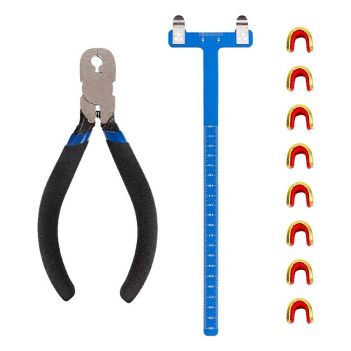 Bow String Nocking Points Set with T Square Ruler Nocking Buckle Pliers and 8pcs Nocking Buckle Set,