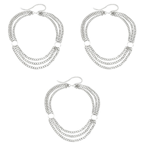 3Pièces De Taille Délicate Argentée Multi-Couches Accessoire 2