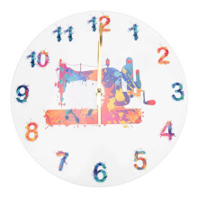Sewing Machine Watercolor Art Print Wall Clock Tailor Sewing Room Sign Silent Decoration Wall Clock Tailor Gift