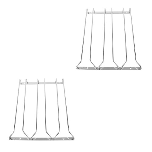 2Pcs Silver Wire Wine Glass Holder Under Cabinet Storage Rack 2