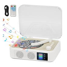 Tragbarer -CD-Player, Wiederaufladbar, LED-Beleuchtung, Retro-CD-Player mit Lautsprechern, Vintage-CD-Player für Zuhause